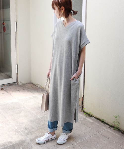 セール コットンワッフル半袖vネックtシャツワンピース ワンピース And Me アンドミー のファッション通販 Zozotown