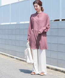 reca | バンドカラーシアーロングシャツ(シャツ/ブラウス)
