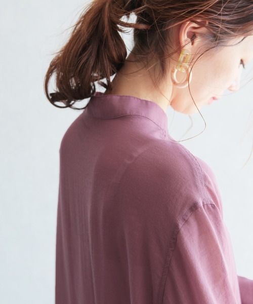 reca（レカ）の「バンドカラーシアーロングシャツ（シャツ/ブラウス・レディース・ブラック/オフホワイト/ピンク・M）」の18枚目の写真