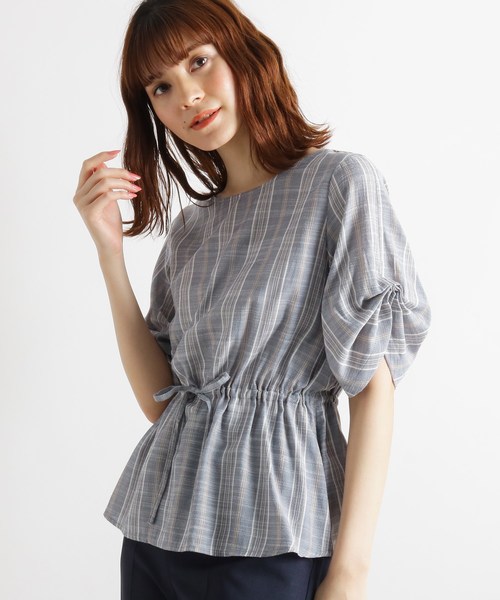 grove（グローブ）の「【S-LL】UVスラブウエストドロストブラウス（シャツ/ブラウス・レディース・グリーン/アイボリー系2/キャメル/ライトベージュ/ブルー系2・01/02/03/04）」の4枚目の写真