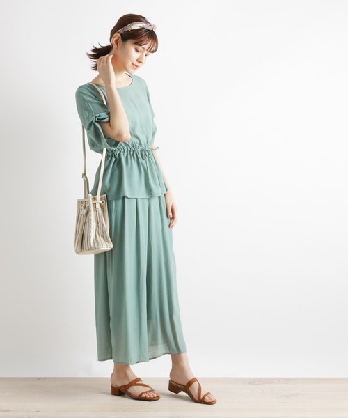 grove（グローブ）の「【S-LL】UVスラブウエストドロストブラウス（シャツ/ブラウス・レディース・グリーン/アイボリー系2/キャメル/ライトベージュ/ブルー系2・01/02/03/04）」の13枚目の写真