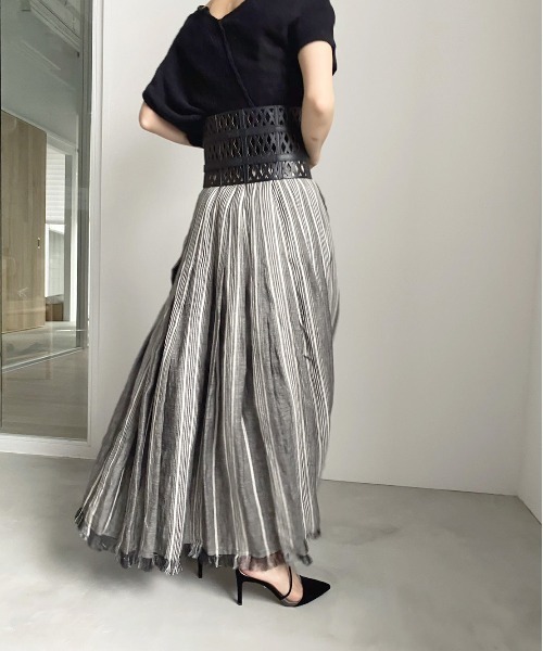 Ameri（アメリ）の「LINEN STRIPE SKIRT（スカート）」 - WEAR 