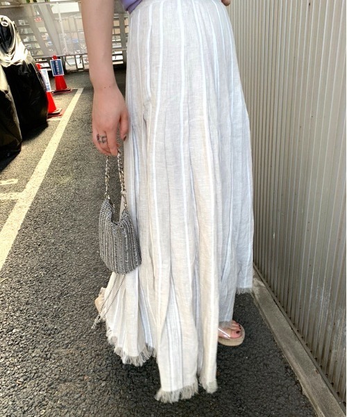 Ameri（アメリ）の「LINEN STRIPE SKIRT（スカート）」 - WEAR 
