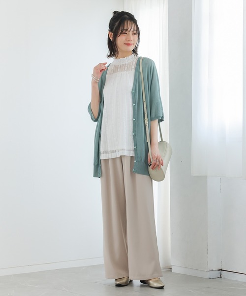 osharewalker（オシャレウォーカー）の「『スタンドネック総レース半袖ブラウス』（シャツ/ブラウス・レディース・オフホワイト/ブラック・2/1）」の11枚目の写真