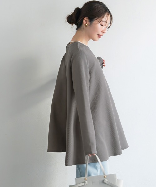 新色登場／エンボス加工Aラインフレアチュニック（Tシャツ/カットソー