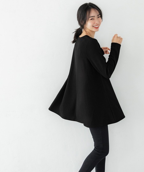 coca(coca)(コカ)の「\新色登場/エンボス加工Aラインフレアチュニック(Tシャツ/カットソー・レディース・ブラック/ダークベージュ/チャコールグレー/ライトベージュ/グレー・ONE SIZE/L/M)」の7枚目の写真