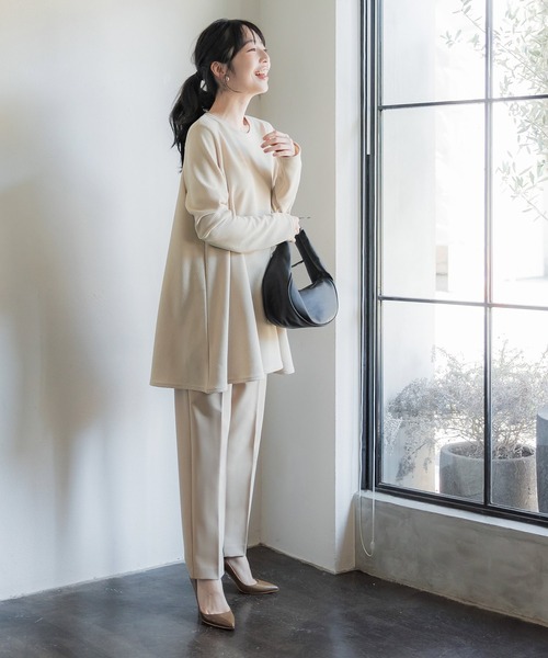 coca(coca)(コカ)の「\新色登場/エンボス加工Aラインフレアチュニック(Tシャツ/カットソー・レディース・ブラック/ダークベージュ/チャコールグレー/ライトベージュ/グレー・ONE SIZE/L/M)」の21枚目の写真