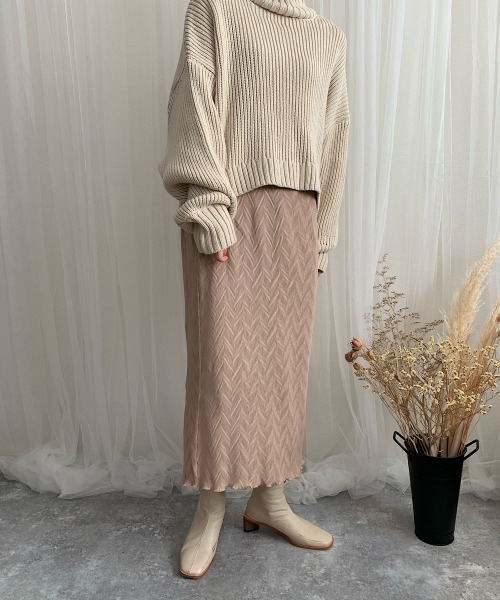 slowmelly(スローメリー)の「【WEARISTA てら】変形楊柳ロングスカート(スカート・レディース・ベージュ/パープル/ピンクベージュ・FREE)」の2枚目の写真