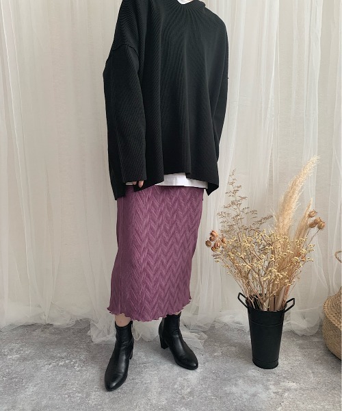 slowmelly(スローメリー)の「【WEARISTA てら】変形楊柳ロングスカート(スカート・レディース・ベージュ/パープル/ピンクベージュ・FREE)」の3枚目の写真