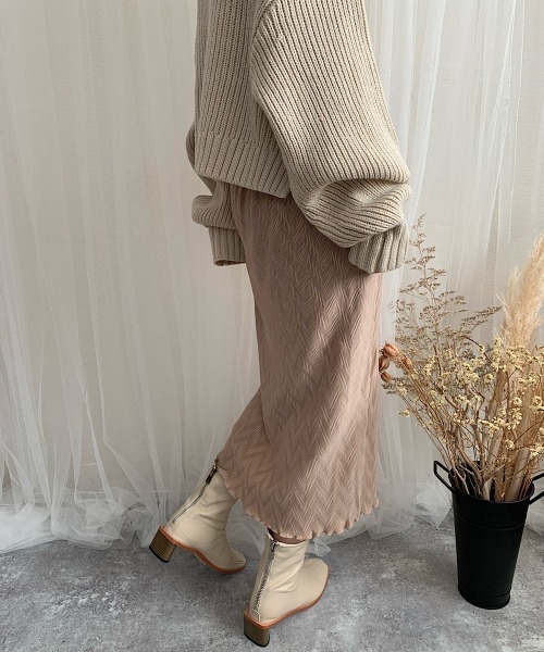 slowmelly(スローメリー)の「【WEARISTA てら】変形楊柳ロングスカート(スカート・レディース・ベージュ/パープル/ピンクベージュ・FREE)」の4枚目の写真