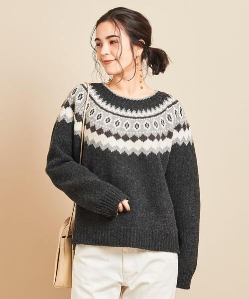BEAUTY&YOUTH UNITED ARROWS(ビューティーアンドユースユナイテッドアローズ)の「BY∴ フェアアイルクルーネックニット(ニット/セーター・レディース・ダークグレー/ナチュラル・FREE)」の20枚目の写真