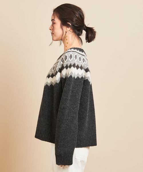 BEAUTY&YOUTH UNITED ARROWS(ビューティーアンドユースユナイテッドアローズ)の「BY∴ フェアアイルクルーネックニット(ニット/セーター・レディース・ダークグレー/ナチュラル・FREE)」の12枚目の写真