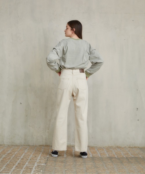 flaner（フラネ）の「ルーズボーダーロンTee（Tシャツ/カットソー・レディース・カーキ/ベージュ/ブラウン/ブラック/グリーン・FREE）」の15枚目の写真