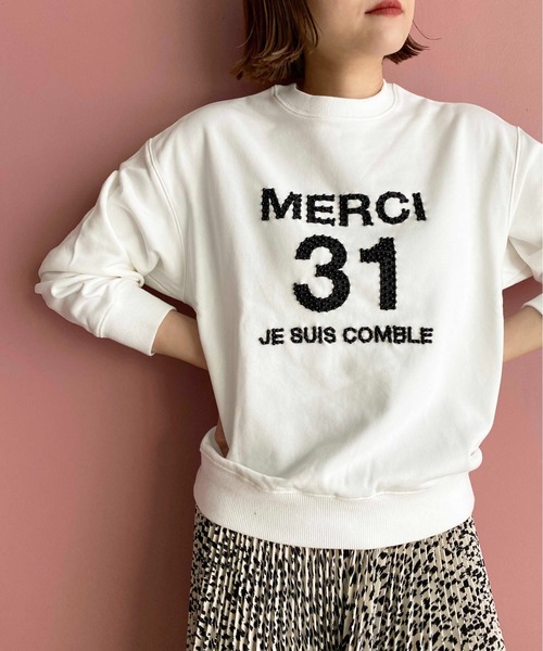 PICCIN(ピッチン)の「ビーズ刺繍プルオーバー(スウェット・レディース・ブラック/ライトグレー/オフホワイト・M)」の2枚目の写真