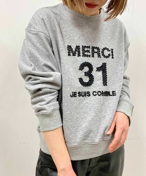 PICCIN(ピッチン)の「ビーズ刺繍プルオーバー(スウェット・レディース・ブラック/ライトグレー/オフホワイト・M)」の4枚目の写真