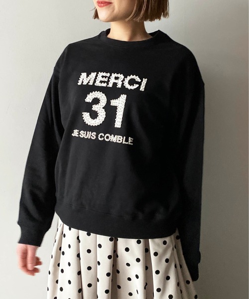 PICCIN(ピッチン)の「ビーズ刺繍プルオーバー(スウェット・レディース・ブラック/ライトグレー/オフホワイト・M)」の7枚目の写真