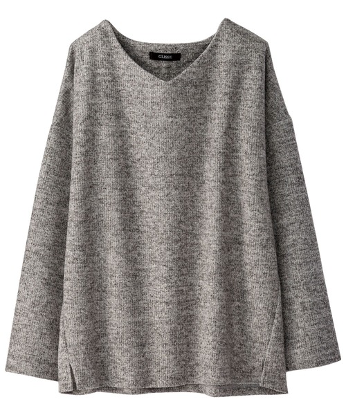 BELLUNA(ベルーナ)の「起毛素材スリットデザインプルオーバー(Tシャツ/カットソー・レディース・杢グレー/セージグリーン/モカ/コーラル/ピンク・X-LARGE/LARGE/MEDIUM)」の2枚目の写真