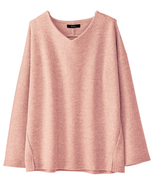 BELLUNA(ベルーナ)の「起毛素材スリットデザインプルオーバー(Tシャツ/カットソー・レディース・杢グレー/セージグリーン/モカ/コーラル/ピンク・X-LARGE/LARGE/MEDIUM)」の1枚目の写真