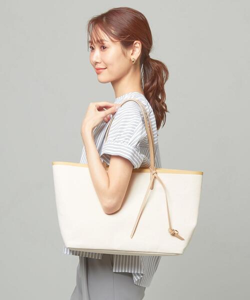 THE STATION STORE（ザ ステーション ストア）の「＜closet story＞キャンバス フチラバー トートバッグ（トートバッグ・レディース・イエロー/ホワイト・FREE）」の2枚目の写真