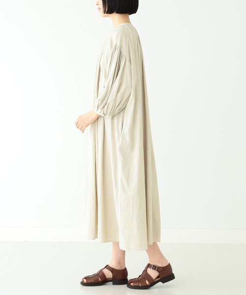 美品 BEAMS BOY ⿻ リネンレーヨン ギャザー 7部袖ワンピース ピンク オンライン セールファッション - 美品 BEAMS BOY ⿻ リネンレーヨン