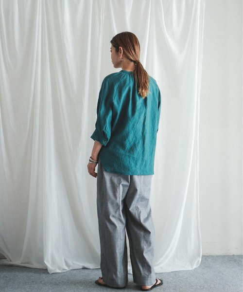 FIL DE FER（フィルデフェール）の「エアタン麻キャンバス スタンドネックブラウス（シャツ/ブラウス・レディース・パープル/グリーン・FREE）」の13枚目の写真