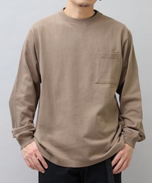 7.6オンス USAコットン 袖リブ ポケット付き ロングスリーブ Tシャツ レギュラーシルエット