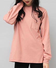 7.6オンス USAコットン 袖リブ ポケット付き ロングスリーブ Tシャツ レギュラーシルエット
