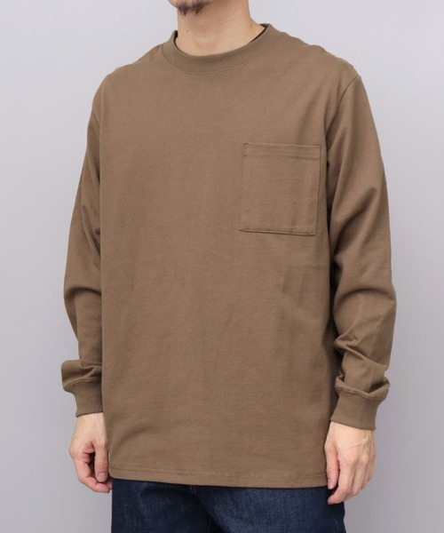 Goodwear（グッドウェア）の「7.6オンス USAコットン 袖リブ ポケット付き ロングスリーブ Tシャツ レギュラーシルエット（Tシャツ/カットソー・メンズ・ホワイト/ブラウン/ベージュ/ブルー/カーキ/ブラック/ブラウン系その他/ブラック系その他/ピンク/パープル/グレー/ミント/グリーン/ネイビー/スミクロ/ブラウン系その他2・M/L/XL）」の8枚目の写真