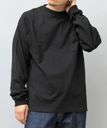 7.6オンス USAコットン 袖リブ ポケット付き ロングスリーブ Tシャツ レギュラーシルエット