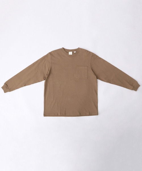 7.6オンス USAコットン 袖リブ ポケット付き ロングスリーブ Tシャツ