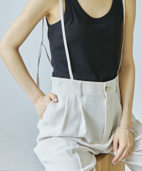 audrey and john wad（オードリーアンドジョンワッド）の「【Audrey and John Wad】紐付きセンタープレスパンツ（その他パンツ・レディース・ブラック/ミント/ライトベージュ・S/M）」の4枚目の写真