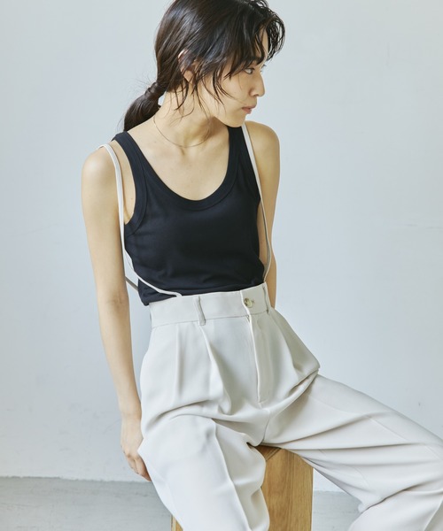 audrey and john wad（オードリーアンドジョンワッド）の「【Audrey and John Wad】紐付きセンタープレスパンツ（その他パンツ・レディース・ブラック/ミント/ライトベージュ・S/M）」の5枚目の写真