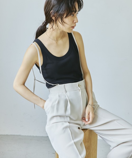 audrey and john wad（オードリーアンドジョンワッド）の「【Audrey and John Wad】紐付きセンタープレスパンツ（その他パンツ・レディース・ブラック/ミント/ライトベージュ・S/M）」の6枚目の写真