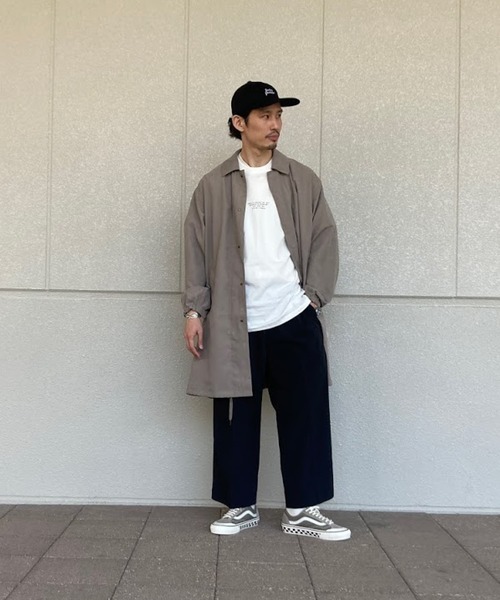 JACK & MARIE(ジャックアンドマリー)の「JACK & MARIE LONG COAT(2Colors)(ジャックアンドマリー マットサテンロングコーチコート)(BEIGE,NAVY)(ステンカラーコート・メンズ・ベージュ/ネイビー・M/L)」の18枚目の写真