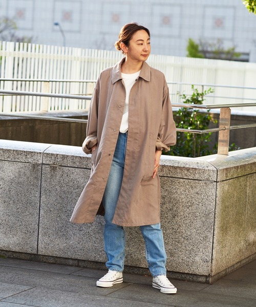 JACK & MARIE(ジャックアンドマリー)の「JACK & MARIE LONG COAT(2Colors)(ジャックアンドマリー マットサテンロングコーチコート)(BEIGE,NAVY)(ステンカラーコート・メンズ・ベージュ/ネイビー・M/L)」の16枚目の写真