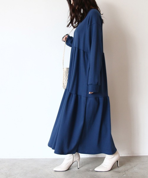 Roomy's（ルーミーズ）の「ティアードスウェットワンピース（ワンピース・レディース・グレー/ブラック/ブルー・FREE）」の7枚目の写真