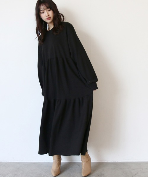 Roomy's（ルーミーズ）の「ティアードスウェットワンピース（ワンピース・レディース・グレー/ブラック/ブルー・FREE）」の11枚目の写真