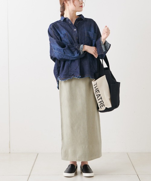 PUAL CE CIN（ピュアルセシン）の「【WEB限定】テレコピグメントスカート（スカート・レディース・チャコールグレー/カーキ/ライトベージュ・FREE）」の3枚目の写真