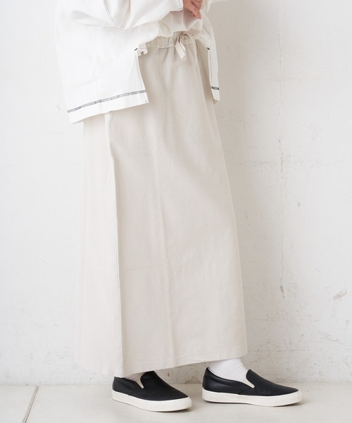 PUAL CE CIN（ピュアルセシン）の「【WEB限定】テレコピグメントスカート（スカート・レディース・チャコールグレー/カーキ/ライトベージュ・FREE）」の8枚目の写真