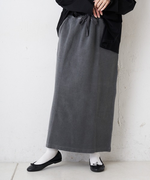 PUAL CE CIN（ピュアルセシン）の「【WEB限定】テレコピグメントスカート（スカート・レディース・チャコールグレー/カーキ/ライトベージュ・FREE）」の5枚目の写真