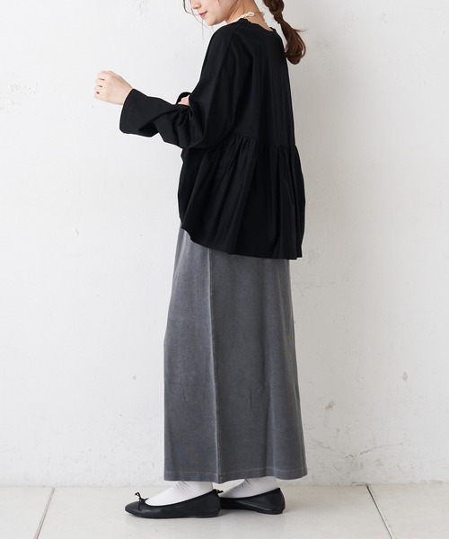 PUAL CE CIN（ピュアルセシン）の「【WEB限定】テレコピグメントスカート（スカート・レディース・チャコールグレー/カーキ/ライトベージュ・FREE）」の10枚目の写真