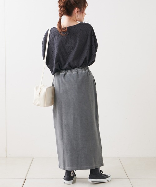 PUAL CE CIN（ピュアルセシン）の「【WEB限定】テレコピグメントスカート（スカート・レディース・チャコールグレー/カーキ/ライトベージュ・FREE）」の22枚目の写真