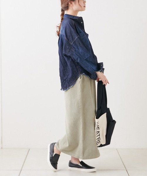 PUAL CE CIN（ピュアルセシン）の「【WEB限定】テレコピグメントスカート（スカート・レディース・チャコールグレー/カーキ/ライトベージュ・FREE）」の9枚目の写真