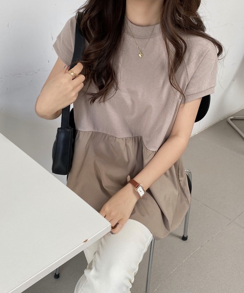 ABITOKYO(アビトーキョー)の「カットソードッキングブラウス(シャツ/ブラウス・レディース・ブラック/ブラック×ベージュ/チャコールグレー/ライトグレー/ベージュ/グリーン/パープル・FREE)」の17枚目の写真