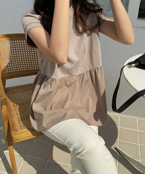 ABITOKYO(アビトーキョー)の「カットソードッキングブラウス(シャツ/ブラウス・レディース・ブラック/ブラック×ベージュ/チャコールグレー/ライトグレー/ベージュ/グリーン/パープル・FREE)」の18枚目の写真