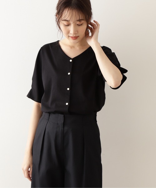 NATURAL BEAUTY BASIC（ナチュラルビューティーベーシック）の「ボックスタックスリーブカットソーブラウス（Tシャツ/カットソー・レディース・ブラウン系その他/ブラック/ブルー系その他6・MEDIUM）」の6枚目の写真