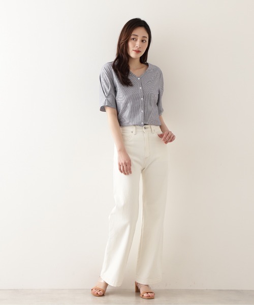 NATURAL BEAUTY BASIC（ナチュラルビューティーベーシック）の「ボックスタックスリーブカットソーブラウス（Tシャツ/カットソー・レディース・ブラウン系その他/ブラック/ブルー系その他6・MEDIUM）」の17枚目の写真