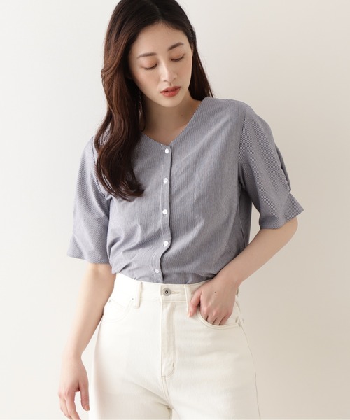 NATURAL BEAUTY BASIC（ナチュラルビューティーベーシック）の「ボックスタックスリーブカットソーブラウス（Tシャツ/カットソー・レディース・ブラウン系その他/ブラック/ブルー系その他6・MEDIUM）」の15枚目の写真