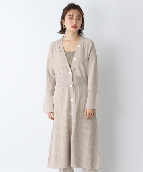 JEANASIS(ジーナシス)の「14GフレアロングVカーディガン/943432(カーディガン/ボレロ・レディース・ホワイト/ブラック/グレイッシュベージュ・FREE)」の3枚目の写真