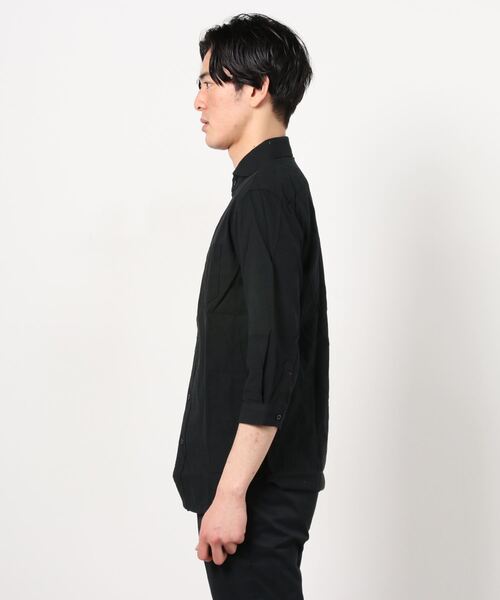 A.S.M(エーエスエム)の「麻コットン シャツ / ホリゾンタルカラー 7分袖 カラー 麻シャツ(シャツ/ブラウス・メンズ・サンドグレー/ブルー/ブラック/カーキ/サックスブルー/ネイビー/ホワイト/ライトピンク・50/52/48)」の10枚目の写真